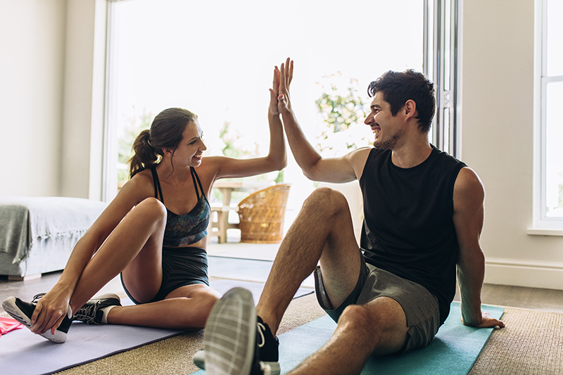 Couple after a successful workout session